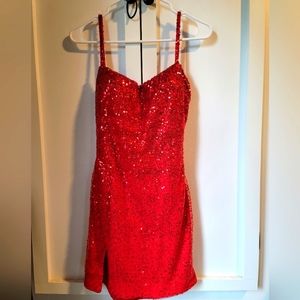 Red Scattered Sequin Dress
